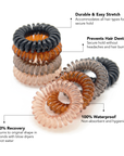 Waterproof Spiral Hair Tie Coils