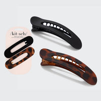 Flat Lay Claw Clip 2pc Black and Tortoise