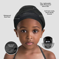Satin-Lined Waterproof Adjustable Swim Cap - Adult & Kids Sizes
