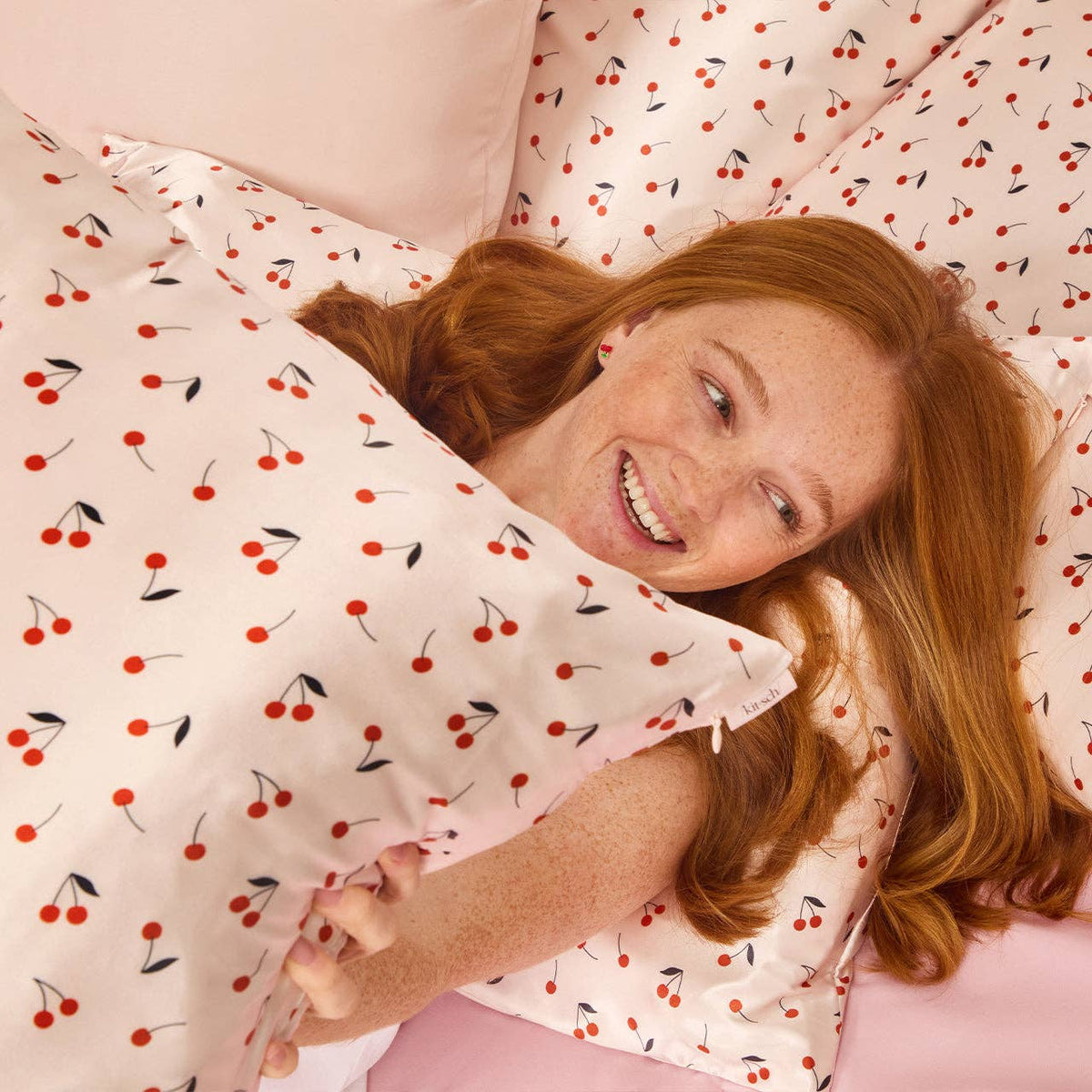 Satin Pillowcase - Cherry Print