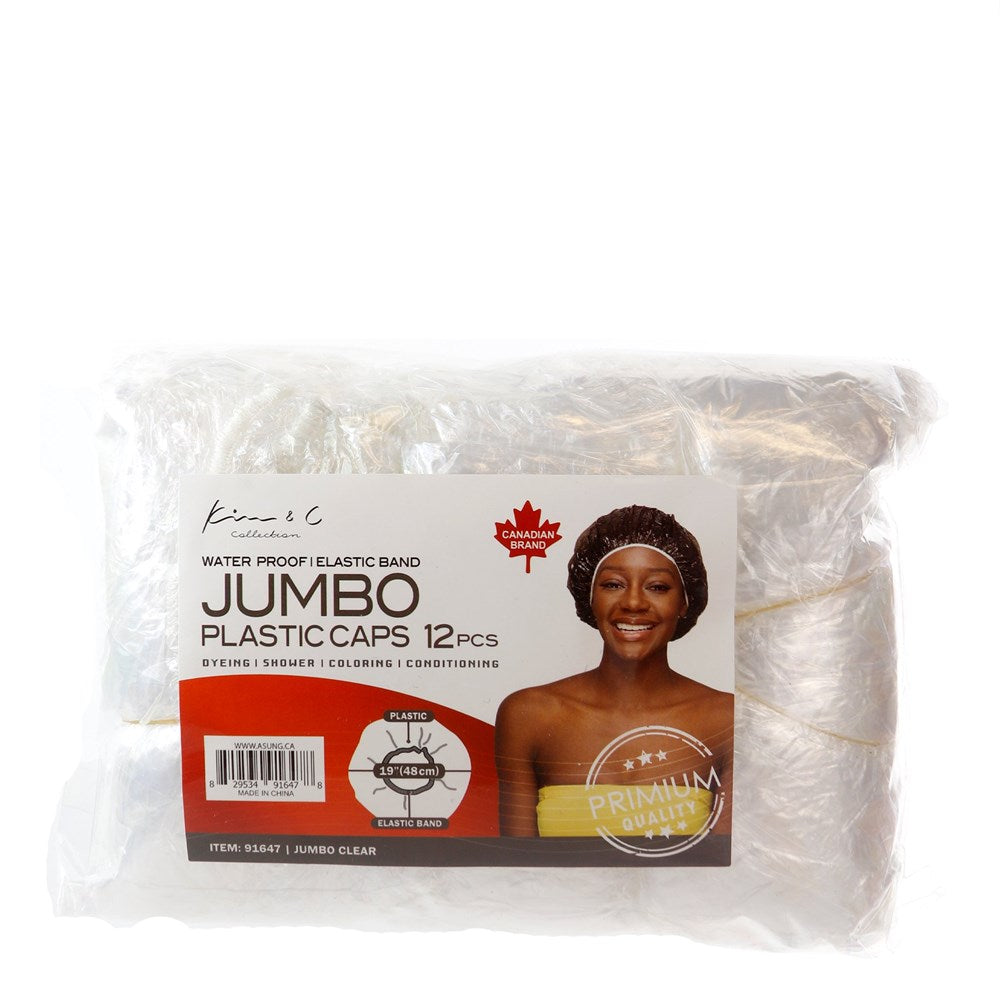 Jumbo Plastic Shower Caps (Pack of 12)