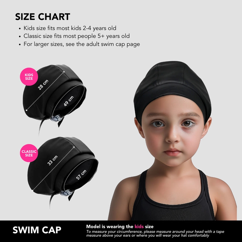 Satin-Lined Waterproof Adjustable Swim Cap - Adult &amp; Kids Sizes