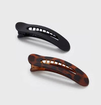 Flat Lay Claw Clip 2pc Black and Tortoise