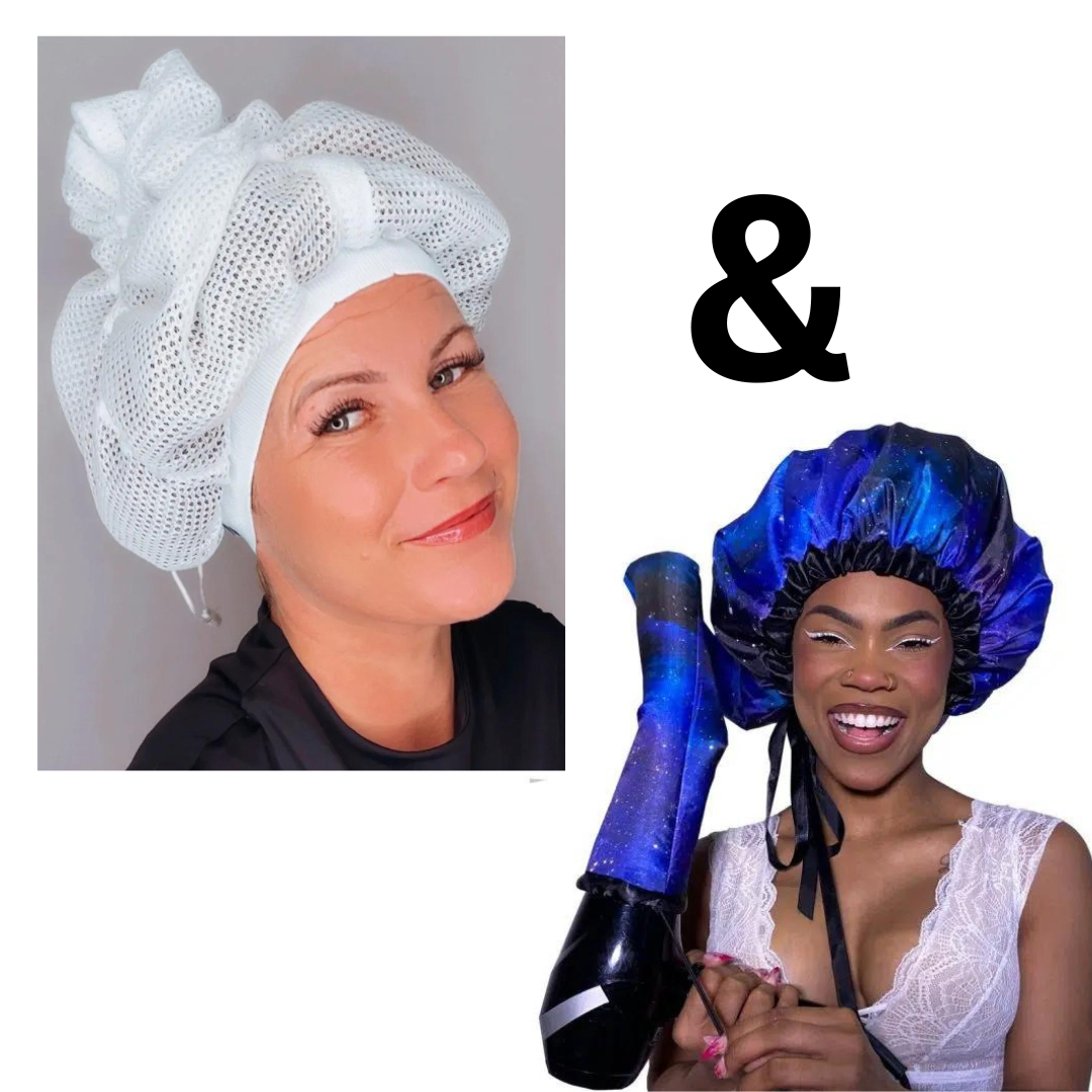 Satin Diffuser Drying Cap & Net Plopping Cap Bundle