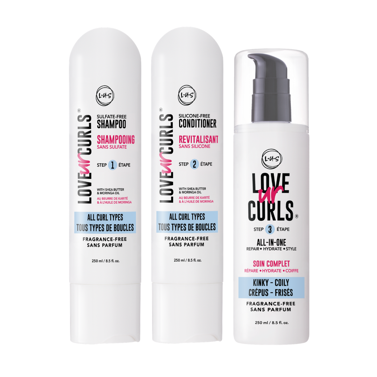 Love Ur Curls 3-Step System: Kinky Coily - Fragrance-Free