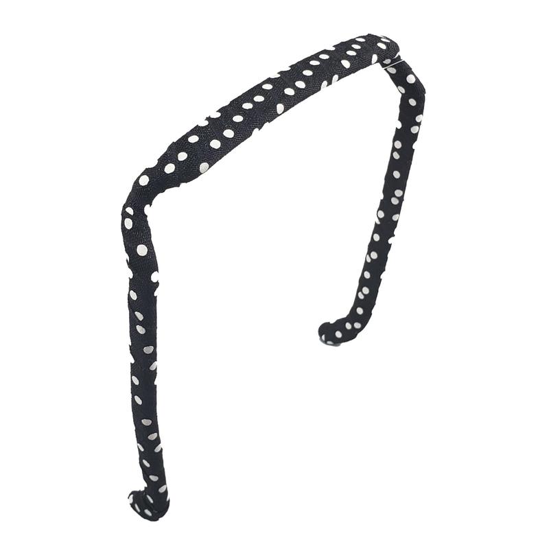 White Polka Dots on Black Headband